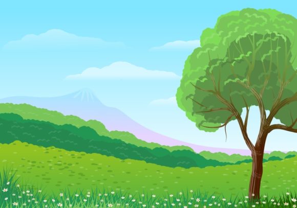 3 Illustrated Backgrounds with Landscape Graphics