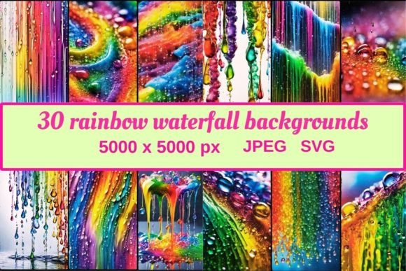 30 Rainbow Waterfall Backgrounds: Graphics for Joyful Editorial Design