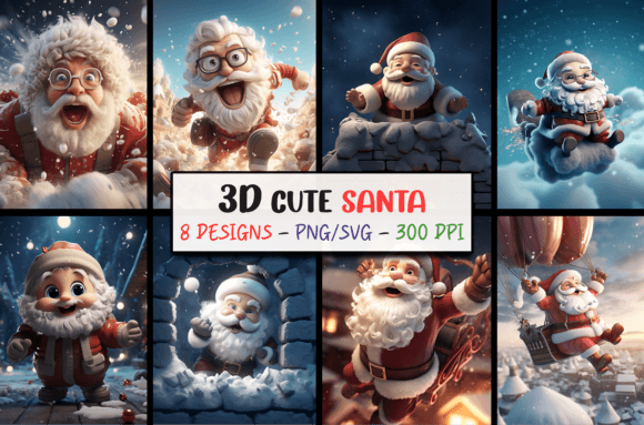 3D Christmas Backgrounds – Santa SVG Graphics