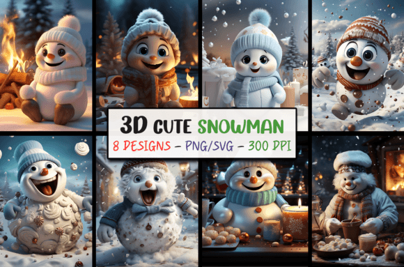 3D Christmas Backgrounds: Snowman SVG Graphics