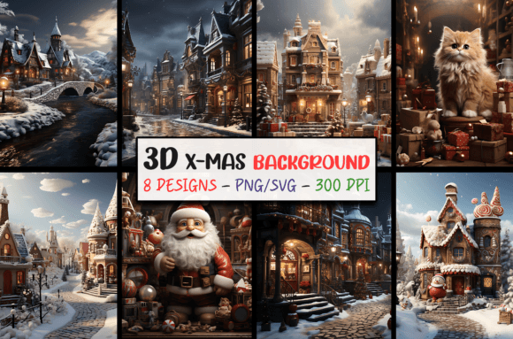 3D Christmas Backgrounds SVG Graphics