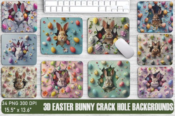 3D Easter Bunny Crack Hole Graphics & Backgrounds