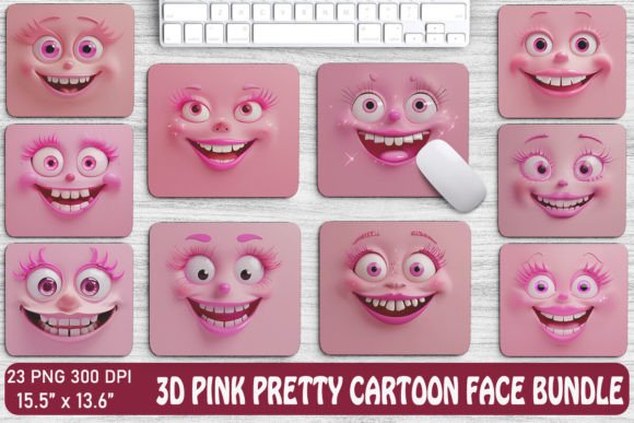 3D Pink Pretty Cartoon Face Backgrounds