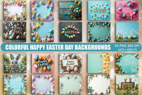 Colorful Happy Easter Day Graphics & Backgrounds