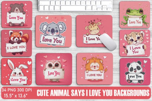 Cute Animal Says I Love You Backgrounds Graphics