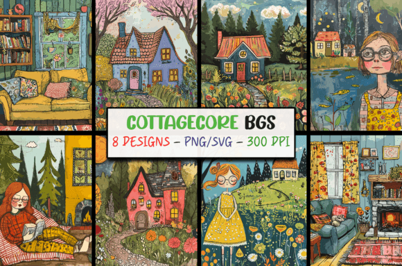 Cute Cottagecore Backgrounds SVG PNG Graphics