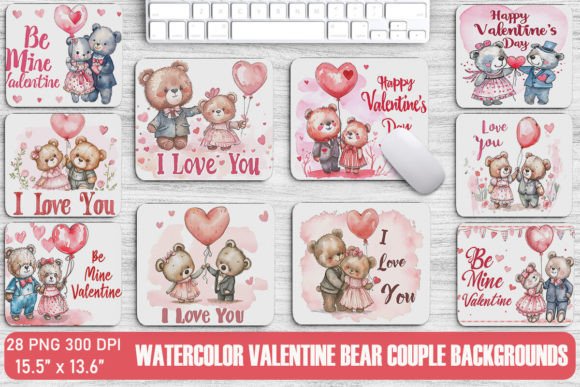 Cute Valentine Bear Couple Backgrounds Graphics
