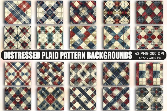 Distressed Plaid Pattern Backgrounds