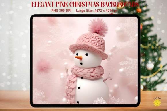 Elegant Pink Snowman Xmas Graphics & Backgrounds