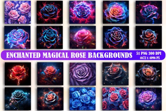 Enchanted Magical Rose Backgrounds: Graphics & Backgrounds