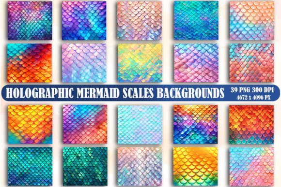 Holographic Mermaid Scales Backgrounds Graphics