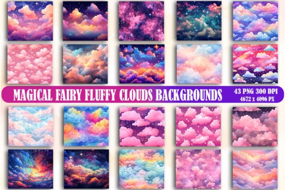 Magical Fairy Fluffy Clouds Backgrounds: Graphics & Backgrounds