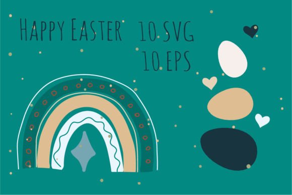 Rainbow Happy Easter Graphics & Backgrounds