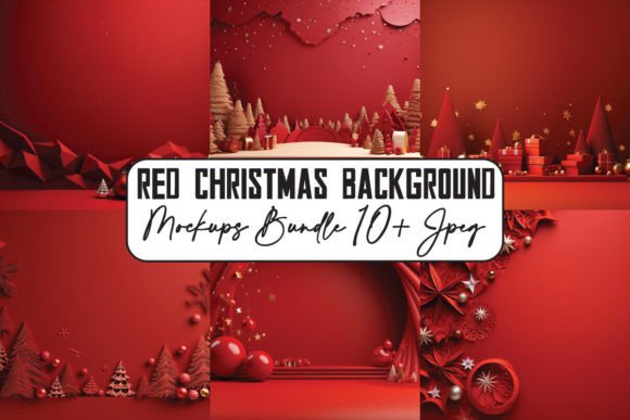 Red Christmas Backgrounds Mockups Bundle: Graphics & Backgrounds
