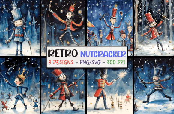 Retro Christmas Backgrounds Nutcracker Graphics
