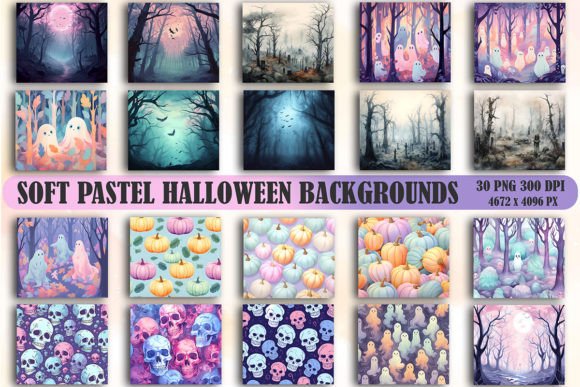 Soft Pastel Halloween Backgrounds Graphics