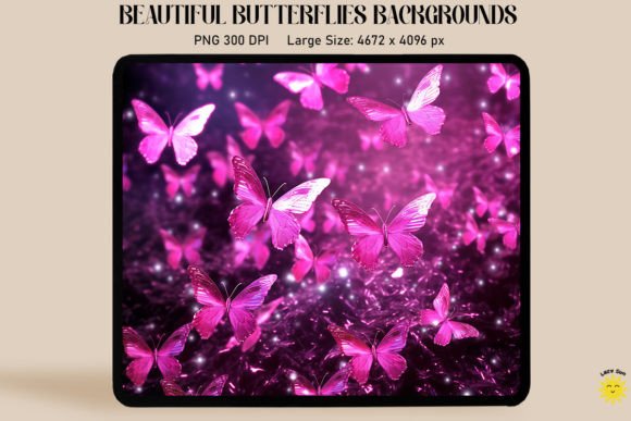 Sparkly Pink Butterflies Backgrounds Graphics