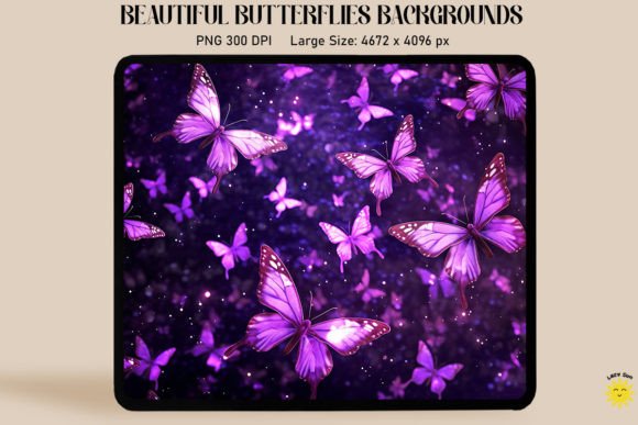 Sparkly Purple Butterflies Graphics & Backgrounds