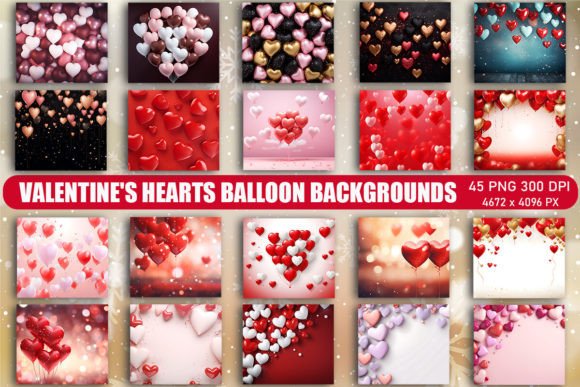 Valentine’s Hearts Balloon Backgrounds Graphics
