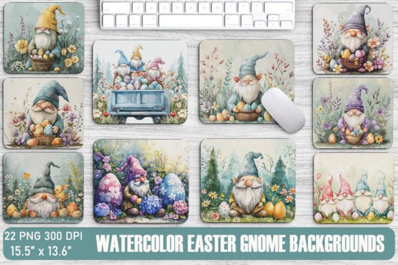Watercolor Easter Gnome Backgrounds Graphics