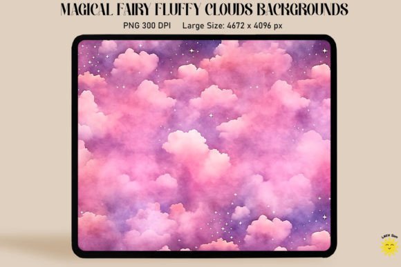 Watercolor Pink Cloudy Skies Backgrounds Graphics